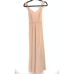 Lulus Dress Women's XS Blush Pink Evening V-Neck A-Line Maxi Ruffle